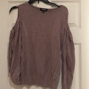 Mauve sweater with peek a boo shoulders